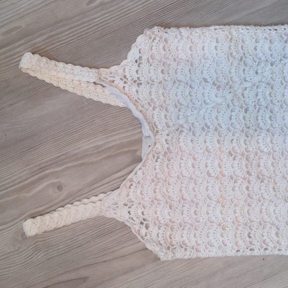 90's vintage Lilly Pulitzer crochet tank top fully lined cream colored - Picture 2 of 16